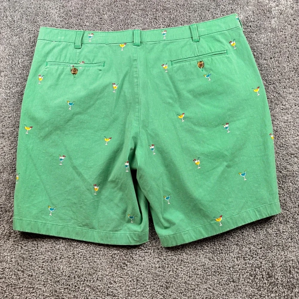 Mens Chino Party Shorts Sz 38‎ Green Drink Glasses All Over Print Club Room Golf